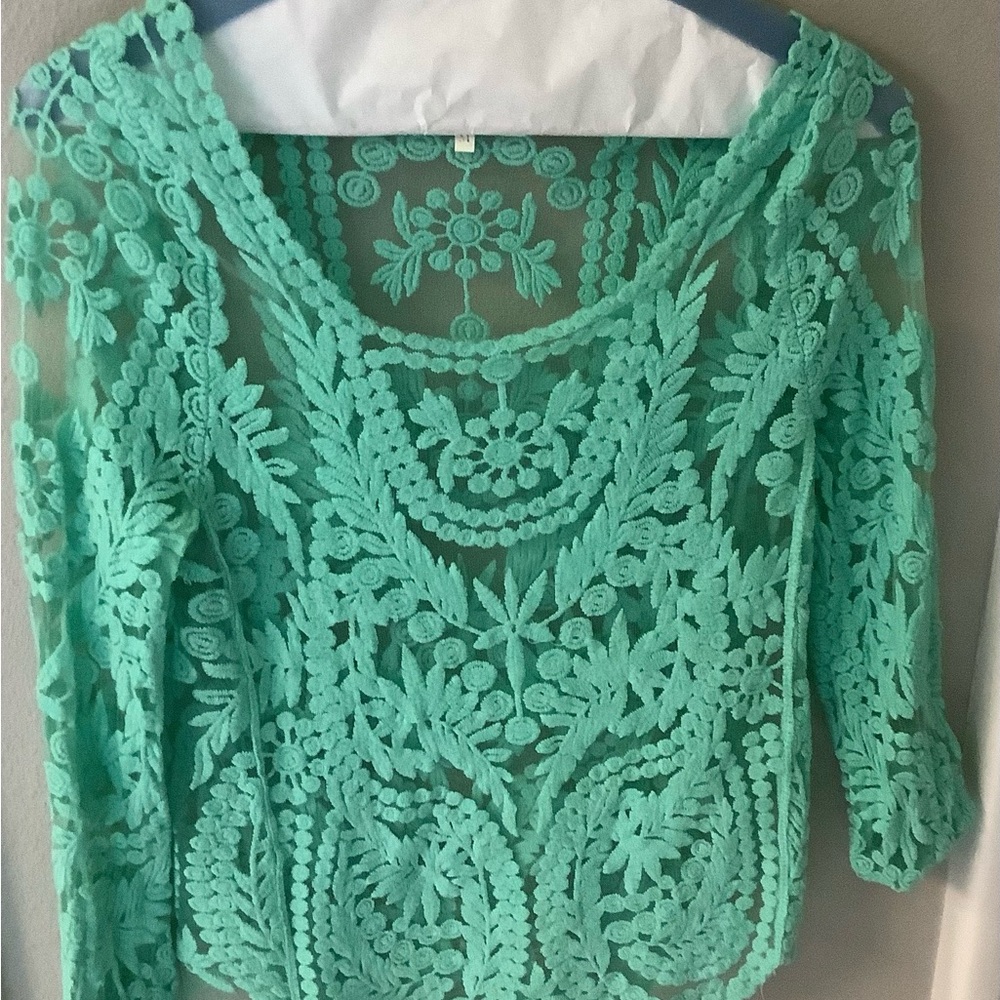 Elegant Green Lace Top